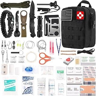 216 Pcs Survival First Aid Kits, Professional Survival Gear Equipment Tools First Aid Supplies kit for SOS Emergency Hiking Hunting Disaster Camping Adventures