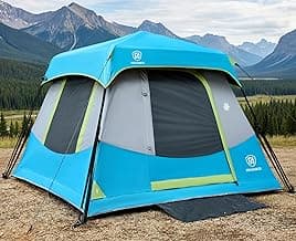 EVER ADVANCED 4 Person Blackout Camping Tent, 60s Easy Setup Instant Cabin Tent for Family, 4000mm Water-Resistant & UV Protection Light-Blocking Tent with Rainfly for Outdoor Travel, 8' x 7' x 59"