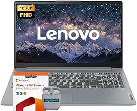Lenovo IdeaPad 15.6" FHD Business Laptop with Microsoft 365 & Copilot AI, Intel Processor, 128GB SSD + 1TB Cloud Storage, Windows 11, SageNova Earphones, Arctic Grey