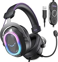 FIFINE Wired Gaming Headsets: 7.1 Surround Sound - Vibrant Customizable RGB - Game/Chat Balance, USB Gamer Headphones with Noise Canceling Microphone for PC, PS5/PS4, Laptop, Mac - AmpliGame H13BP