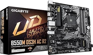 GIGABYTE B550M DS3H AC R2 AMD AM4 mATX Motherboard, Supports Ryzen 5000/4000/3000 Series Processors, DDR4, 5+3 Power Phase, 2X M.2, PCIe 4.0, WIFI5, GbE LAN, PCIe EZ-Latch, WiFi EZ Plug, RGB Fusion