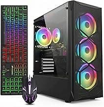STGAubron Gaming PC Desktop, Intel Core i7 up to 3.9G, Radeon RX 580 8G, 16GB RAM, 512GB SSD, WiFi 6, BT 5.0, RGB Fan x 4, Windows 11 Home