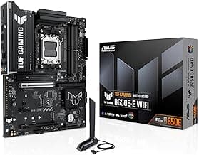 ASUS TUF GAMING B650E-E WIFI AMD AM5 B650 ATX motherboard, 8+2+1 80A DrMOS stage, DDR5, PCIe 5.0 Ready, 3x M.2, Wi-Fi 6E, 2.5 Gb LAN, DisplayPort, HDMI™, USB 20Gbps Type-C®, BIOS FlashBack™, Aura Sync