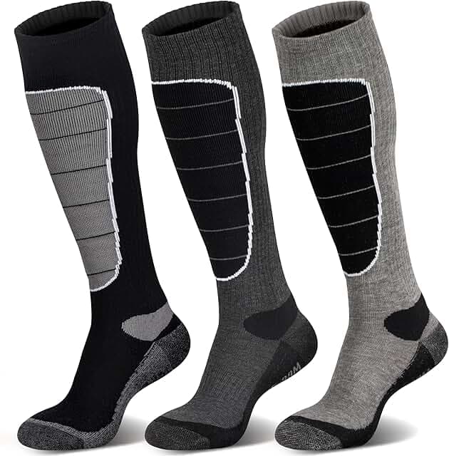 Hylaea Merino Wool Ski Socks, Cold Weather Socks for Snowboarding, Snow, Winter, Thermal Knee-high Warm Socks, Hunting