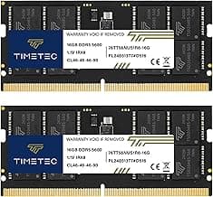 Timetec Premium 32GB KIT(2x16GB) DDR5 5600MHz PC5-44800 Unbuffered Non-ECC 1.1V CL46 1Rx8 Single Rank 262 Pin SODIMM Laptop Memory RAM Upgrade