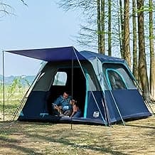 TIMBER RIDGE 5-6 Person Blackout Camping Tent, 60s Easy Setup Instant Cabin Tent for Family with Rainfly, Water-Resistant, 9' x 9' x 72" for Outdoor Adventures Gatherings