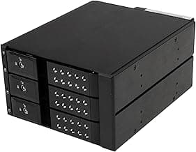 StarTech.com 3-Bay Hot Swap Backplane for 3.5in SAS II/SATA III - 6 Gbps HDD - Aluminum Trayless Mobile Rack Backplane (HSB3SATSASBA),Black
