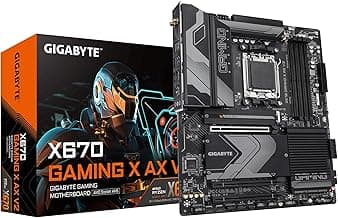 GIGABYTE X670 Gaming X AX AMD AM5 ATX Motherboard, Support Ryzen 9000/8000/7000 Series, DDR5, 14+2+2 Power Phase, 4X M.2, PCIe 5.0, USB-C 3.2 Gen 2x2, WIFI6E, 2.5GbE, EZ-Latch, Q-Flash, Smart Fan 6