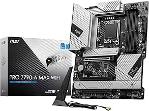 MSI PRO Z790-A MAX WiFi ProSeries Motherboard (Supports 12th/13th/14th Gen Intel Processors, LGA 1700, DDR5, PCIe 5.0, M.2, SATA 6G, 2.5Gbps LAN, USB 3.2 Gen2, Wi-Fi 7, Bluetooth 5.4, ATX)
