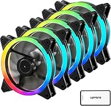 upHere 120mm RGB Series Case Fan,Quiet Edition High Airflow LED Case Fan for PC Cases-5 Pack