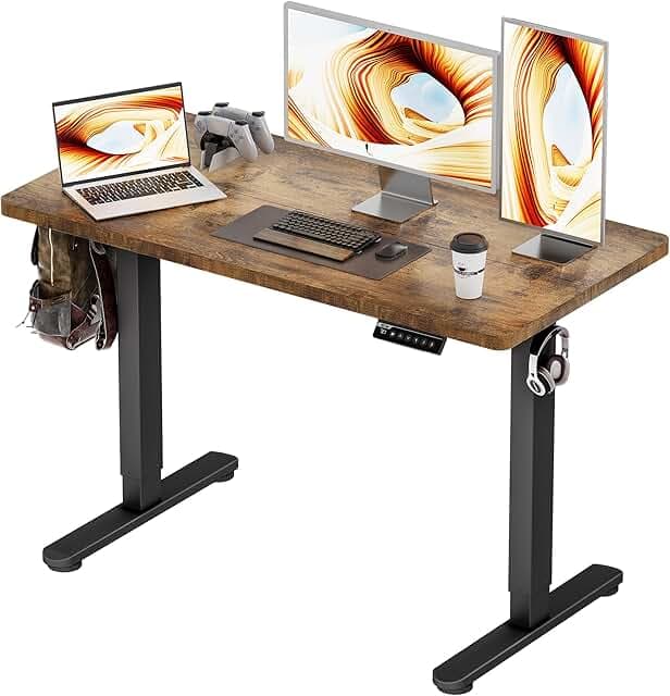 BIZUM Standing Desk Electric Adjustable Computer Desk-Stand up Desk Office Gaming Home Office Memory Desks 48x24 inches Black Frame/Rustic Brown Top
