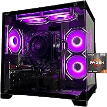 Gaming Desktop Computer PC,AMD Ryzen 5 5600,RTX3050 6GB,32GB DDR4 RAM and 1TB M.2 NVMe PCle,ARGB Fan,WiFi,Game Design Office Console,Sea View Room,Prebuilt Gaming PC Tower