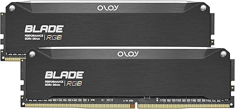 OLOy DDR4 RAM 32GB (2x16GB) Black Hairline Blade RGB 3200 MHz CL16 1.35V 288-Pin Desktop Gaming UDIMM (MD4U1632161BRKDA)