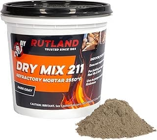 Rutland Dry Mix 211 Refractory Mortar 2.5 Pound - USA-Made High Temperature Mortar for Masonry - 2550°F Fire Cement Patch for Fireplace Brick, Fire Pit, Kiln, Forge & Pizza Oven Repair