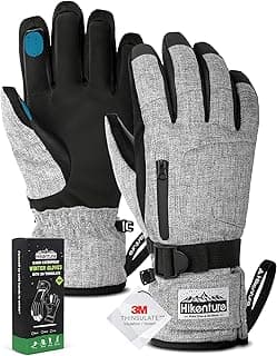 Ski Gloves for Men&Women, 3M Thinsulate Waterproof Snow Gloves, Insulated Touchscreen Snowmobile Gloves for Cold Weather, Windproof Warm Skiing Gloves with Pocket