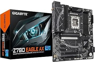 GIGABYTE Z790 Eagle AX LGA 1700 ATX Motherboard, Support Intel Core 14th/13th/12th Gen, DDR5, 12+1+1 Power Phase, 3X M.2, PCIe 5.0, USB-C 3.2, WIFI6E, 2.5GbE, Q-Flash, EZ-Latch, RGB Fusion