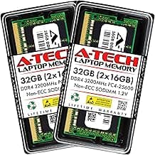 A-Tech 32GB (2x16GB) DDR4 3200 MHz SODIMM PC4-25600 (PC4-3200AA) CL22 Non-ECC Laptop RAM Memory Modules