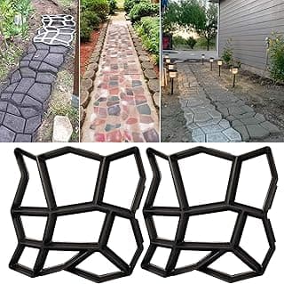 VanSmaGo 2 Packs 16.9 x 16.9 x 1.6 inch Walk Maker, Path Mate Stone Moldings Paving Pavement Concrete Molds Stepping Stone Paver Walk Way Cement Mold for Patio, Lawn & Garden