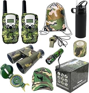 Outdoor Adventure Kit for Kids – Premium Camouflage Camping Gear with Walkie-Talkies – Military Style Toys – 10 in 1 Bundle – Ideal for All Ages and Genders