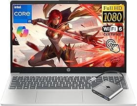HP 15.6" FHD Touchscreen Laptop, Intel 8-Core i3-N305, 16GB RAM 512GB SSD, Copilot AI WiFi 6 Win11 Numeric Keypad Webcam Computer for Creator Designer Business Gaming Student Work w/GM Accessor