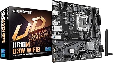GIGABYTE H610M D3W WIFI6 Intel LGA 1700 Micro ATX Motherboard, Supports 14th/13th/12th Gen Intel Processors, 5+1+1 Power Phase, DDR5, 1x M.2, PCIe 4.0 x16, USB 3.2 Gen 1, WIFI6, GbE LAN, WiFi EZ-Plug