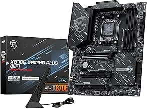 MSI X870E Gaming Plus WiFi Motherboard, ATX - Supports AMD Ryzen 9000/8000 / 7000 Processors, AM5-60A SPS VRM, DDR5 Memory Boost 8200+ MT/s (OC), PCIe 5.0 x16 & 4.0 x4, M.2 Gen5, Wi-Fi 7, 5G LAN
