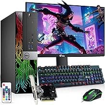 Dell RGB Gaming Desktop Computer PC - Intel Core i5-6th Gen - 16GB DDR4 RAM - 256GB SSD 1TB HDD - 22” Monitor - GeForce GT 1030 - RGB Keyboard & Mouse - WiFi - Windows 11 Pro (Renewed)