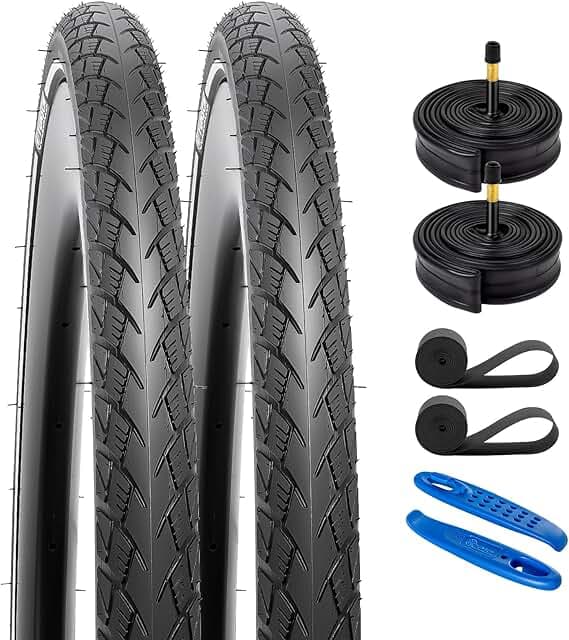 YUNSCM 2-PCS 700x32C Lightweight Bike Tires ETRTO 32-622 60TPI Nylon, Puncture-Resistant, Reflective Wall Tires Compatible with 700x30C/31C/32C/33C/34C Bike Bicycle Tires (Y-578)