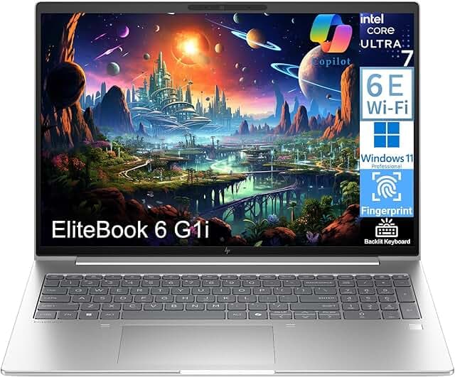 HP EliteBook 6 G1i Laptop Computer with Intel Ultra 7 255U, for Home Office Business, Lifetime Office 365, (16GB DDR5, 512GB SSD), Backlit Keyboard, Thunderbolt 4, WiFi 6E, Windows 11 Pro, Pale Silver