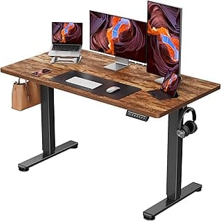 ErGear Height Adjustable Electric Standing Desk, 48 x 24 Inches Sit Stand up Desk, Memory Computer Home Office Desk, Vintage Brown
