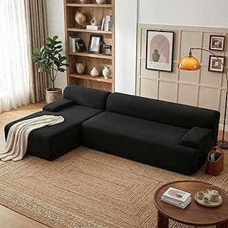 PeakPursuit Oversized 108" Corduroy Cloud Sectional, Left-Facing Chaise Boneless Modular Sofa, Soft Deep Lounger for Living Room, No Assembly Needed