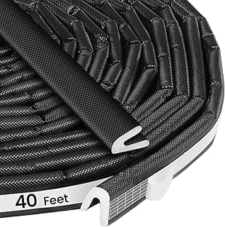 40FT V-Shaped Weatherstripping Door Seal Strip – Self-Adhesive Foam Tape for Doors & Windows, Draft Stopper, Soundproof Gap Filler, Light Blocker, Weatherproof Insulation (Black)