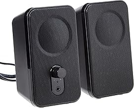 Amazon Basics AC-Powered Computer Speakers for Desktop or Laptop PC with Volume Control, Headphone Jack, Black (US Version)