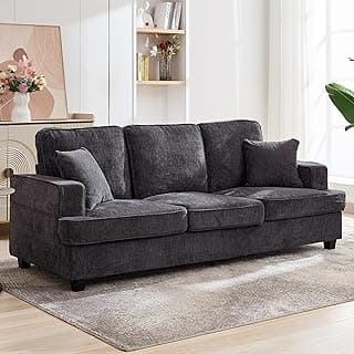 Couches for Living Room, 89 inch Cloud Couch Sofa in Chenile with Extra Comfy Soft Deep Seats, Modern 3 Seater Sofas for Living Room Bedroom Office Apartment, Grey