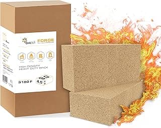 Heavy Duty Refractory Fire Bricks for Forge 3200F - Pack of 2 Extra High Temperature Insulated | Fire Brick for Masonry, Insulating Kiln, Fire Pit, Wood Stove, Oven, Grill, Melting Metals