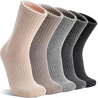 5 Pairs Womens Merino Wool Socks Hiking Warm Winter Thick Thermal Crew Cozy Cabin Ladies Gift Comfy Boot Work Socks