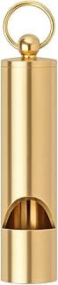 FUTURESTEPS 4-Inch Dual-Tone Brass Whistle 140db, Loud Emergency Safety Signal with Keychain, Pea-Less Train Sound & Survival Tool for Hiking Camping Outdoor Self Defense Bear Deterrent