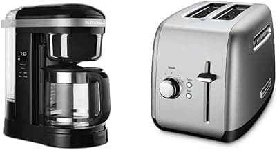 KitchenAid 12 Cup Coffee Maker + 2 Slice Toaster, Silver