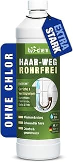bio-chem Haar-Weg Abflussfrei – Abflussreiniger EXTRA STARK – 1000 ML - Bis zu 20 Anwendungen je Flasche Rohrreiniger – Extrem effektiver Abflussöffner & materialschonend - Made in DE