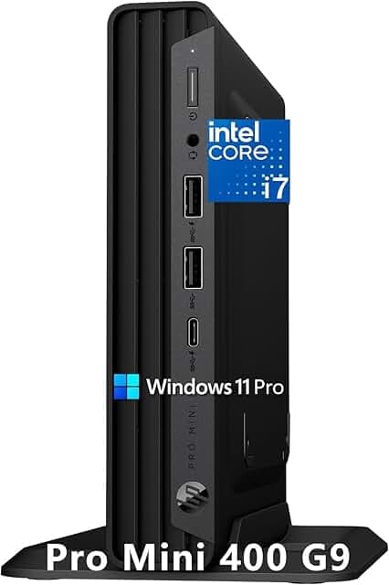 HP Mini Desktop PC Computer for Office Work, Ultra-Compact Silent, Intel i7-12700T (32GB RAM, 1TB SSD), 3X 4K Display Support, Wired Keyboard & Mouse & Stand, Windows 11 Pro