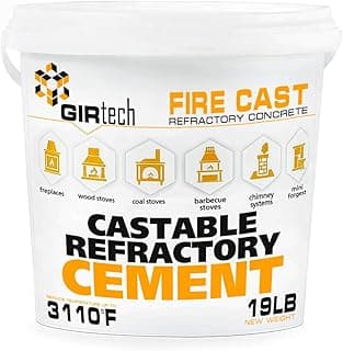 FireCast Castable Refractory Cement Mix 3110 Degree Fahrenheit 19 Lbs High Temperature Heat Resistant Fireproof Mortar Build Repair Pizza Oven Fire Places Forge Kiln Stove
