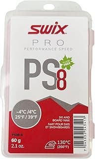 Swix PS8 "Red" Pro Speed Ski and Snowboard Iron-On Wax for Warmer Temperatures, 60g