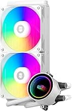 PCCOOLER Liquid CPU Cooler, 240mm AIO with Full Ceramic Bearing Pump, Dual 120mm ARGB PWM Fans, Aluminum Radiator, Hidden Daisy-Chain, Intel LGA1851/1700 & AMD AM5 Compatible (DA240 ARGB White)