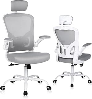 Flysky Ergonomic Office Chair - Breathable Mesh Swivel Computer Chair, Lumbar Back Support Task Chair, Office Chairs with Headrest and Flip-up Arms, Adjustable Height Executive Rolling Chair
