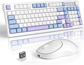 MageGee Wireless Gaming Keyboard and Mouse Combo V560, RGB Backlit Rechargeable Mechanical Feel 2.4GHz Quiet Blue White Purple Keyboard Mouse for Mac Laptop PC Gamer