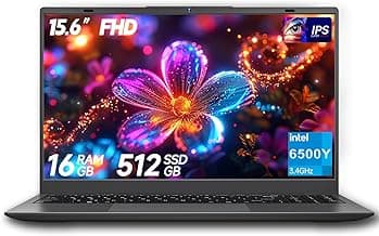 15.6" Laptop Computer, Laptop with 16GB RAM 512B SSD, Gold 6500Y (Up to 3.4GHz), 1080P FHD IPS Display, Type-C, HDMI, USB3.2, WIFI, Bluetooth, Long Battery Life, Laptops for Business & Student