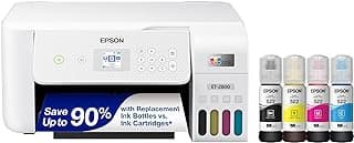 Epson EcoTank ET-2800 Wireless Color All-in-One Cartridge-Free Supertank Printer with Scan and Copy – The Ideal Basic Home Printer - White