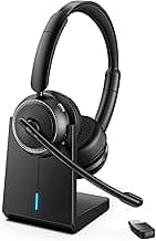 Upgrade ANC & ENC Headset with Microphone for PC, Wireless Headset with Mic for Work(Flip-to-Mute & USB Dongle), Bluetooth 5.4 Noise Cancelling Headphones with Mic for Call Center/Home/Computer/Phones