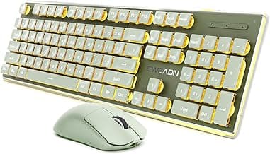 Wireless Keyboard and Mouse Combo with White Backlit Pudding Keycaps, Bluetooth & 2.4G, 2000mAh Rechargeable, Full Size, Metal Panel Quiet Computer Keyboard Set for Windows PC Desktop - Green