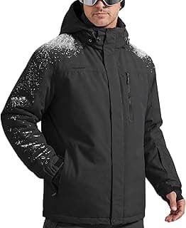 Men's Waterproof Ski Snow Jacket Fleece Lined Warm Winter Rain Jacket with Hood Fully Taped Seams